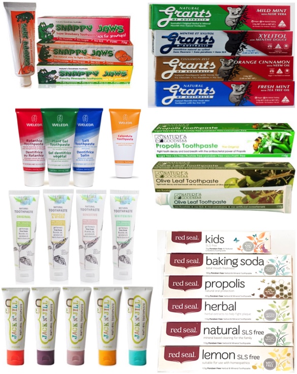 Safe-Toothapastes-Weleda-RedSeal-Grants-JackNJill-Natures-Goodness--Natural-Family-Coral-EcoTankas